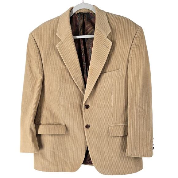 Lauren Ralph Lauren Mens 42S Corduroy Blazer Sports Coat Tan 2 Button Jacket